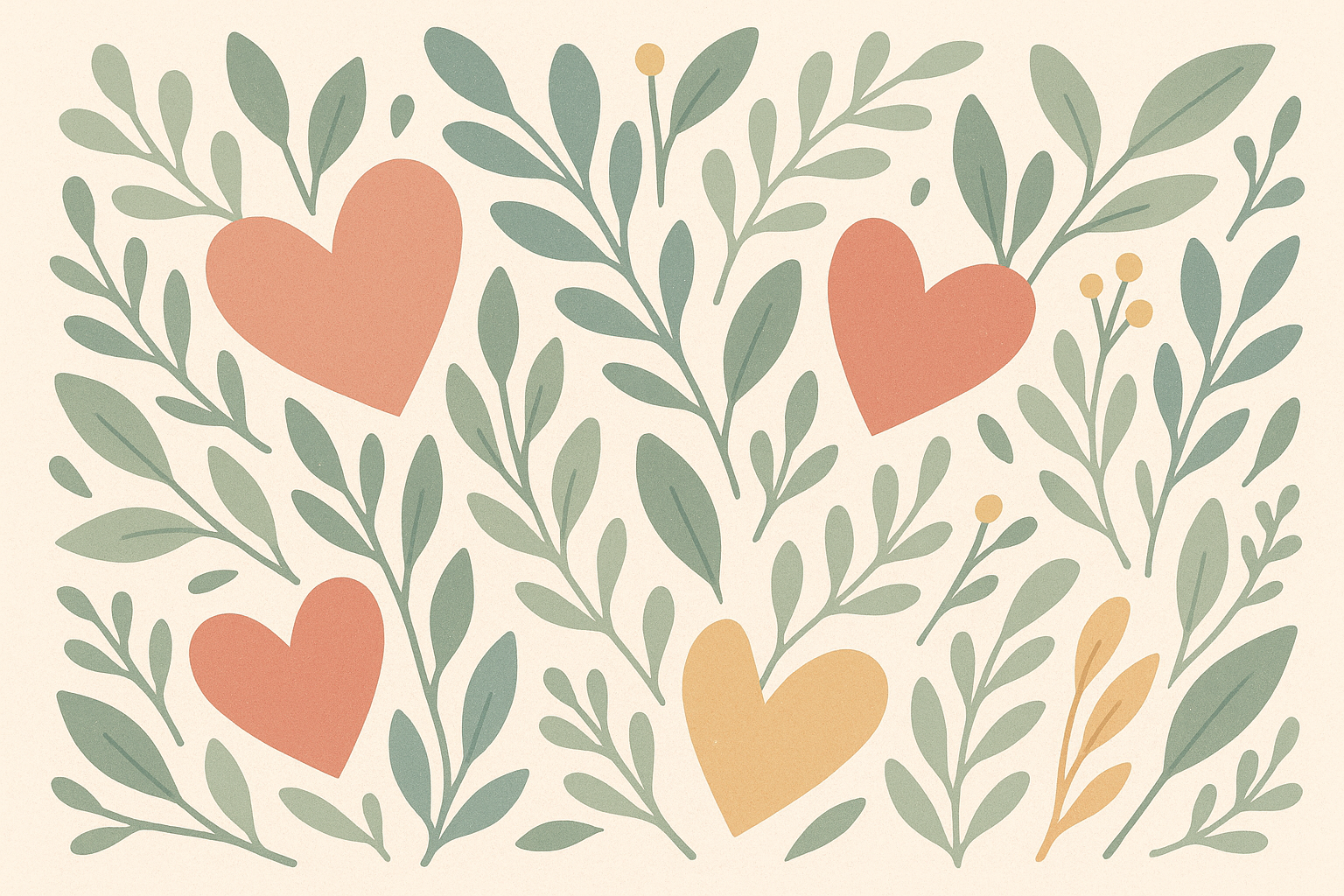 Feuillage et cœurs