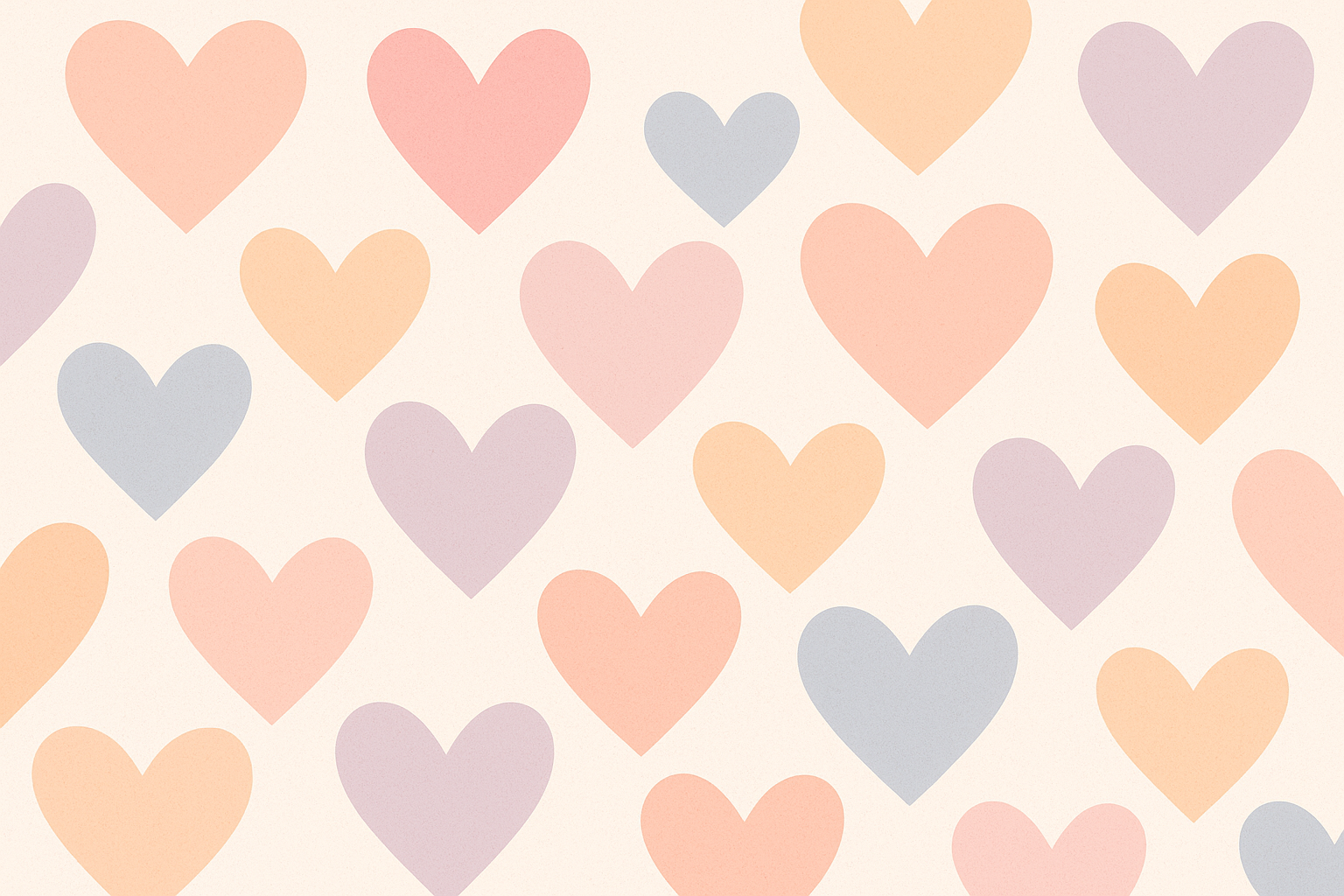 Cœurs pastel alignés