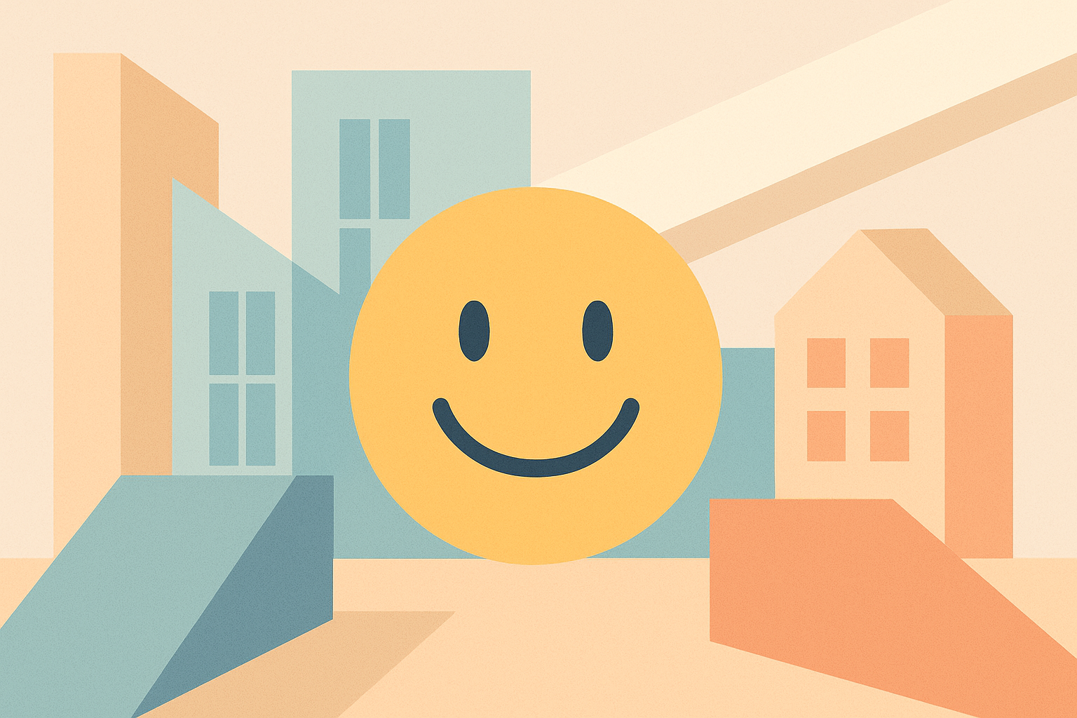 Ville abstraite souriante