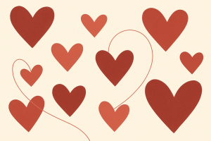 Cœurs rouges dispersés