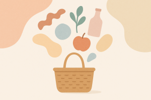 Panier illustré coloré