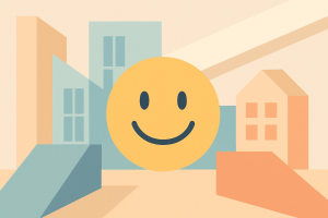 Ville abstraite souriante