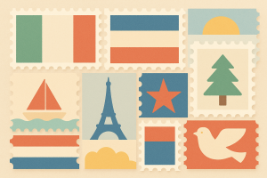 Timbres colorés abstraits